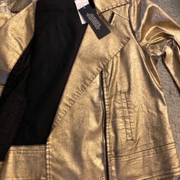 Woman size 10 gold motorcycle jacket - Picture 4 of 5